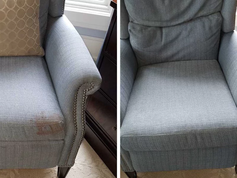 Sandalye yıkama öncesi ve sonrası karşılaştırması